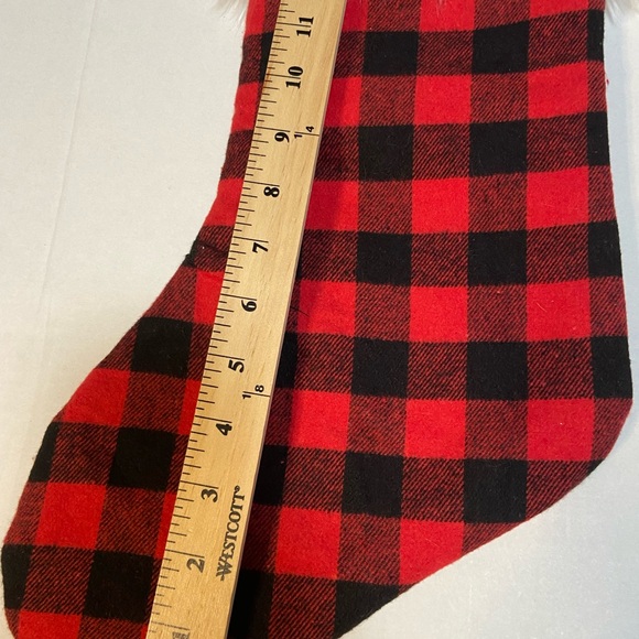 Red and Black Buffalo Plaid Christmas Santa Stockings. Faux Fur Trim 18"L x 7.5W - Picture 9 of 11